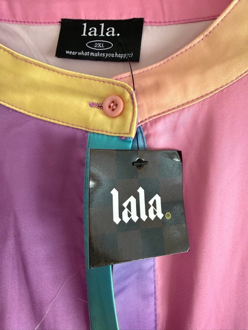 Dressed in LALA satin playsuit in pastel rainbow daydream 2XL NWT 2-pc set - Picture 3 of 7